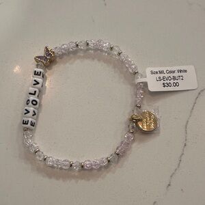REVOLVE White and Light Pink Beaded Bracelet with Gold Charms